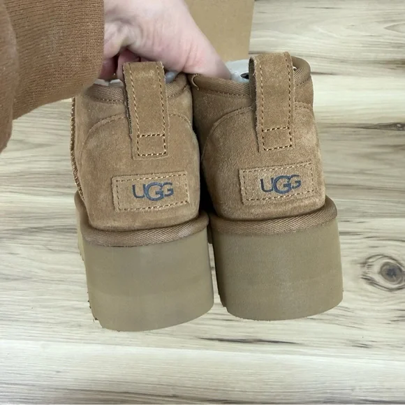 UGG Classic Ultra Mini Platform Ankle Boots in Chestnut - Picture 5 of 8